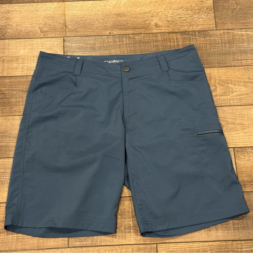 Columbia Mens Sz 36W 10L Blue Omni-Shield Hiking Golf Fish Outdoor Cargo Shorts